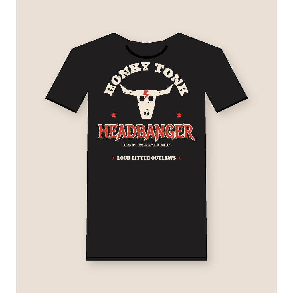 Honky Tonk Headbanger Toddler Tee in Black, product view on clean background.