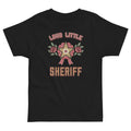 Loud Little Sheriff Toddler T-Shirt, Western Sheriff Star, black, rose-framed sheriff star with printed jewel-like dots, product view.